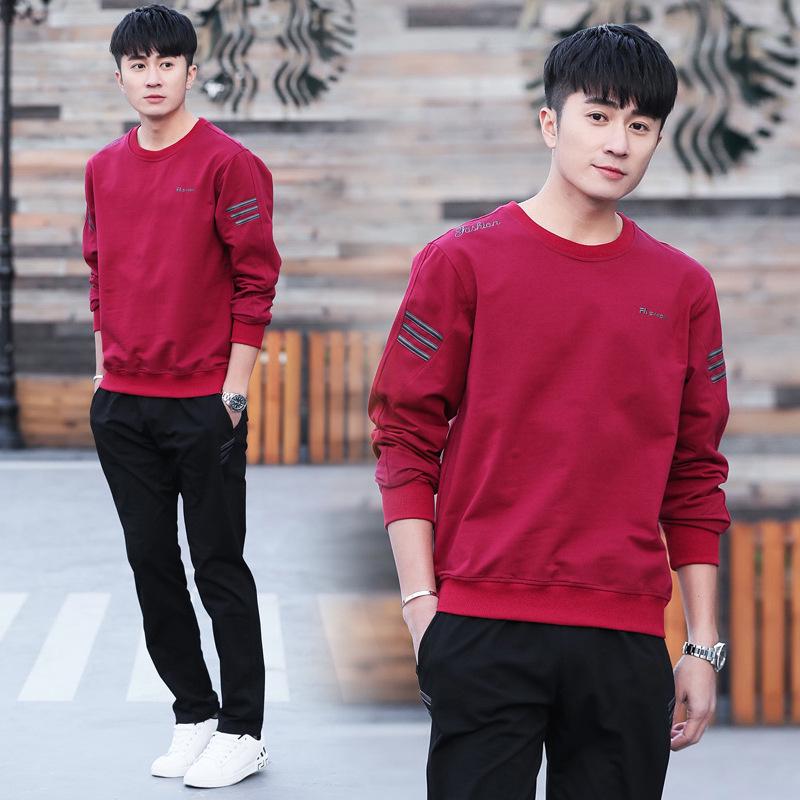 IELGY Men's Clothes Sweater Loose All-match Stylish Simple Plus Size Casual Sports Round Neck