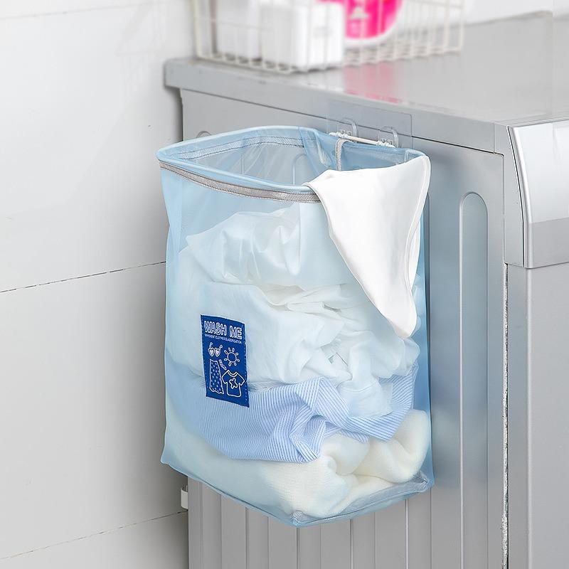 Foldable Laundry Baskets Mesh Bathroom Dirty Clothing Storage Bag Home Large Capacity Wall Mounted Underwear Organization Bags