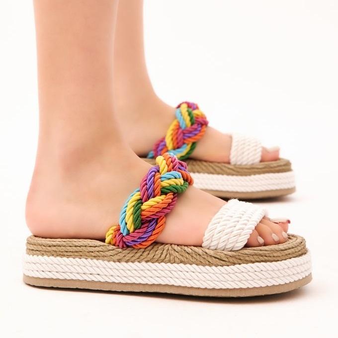 Slide Shoe Rope Cheap Summer Sandals Women Shoes Braided Rope Slides Beach Shoes Open ...