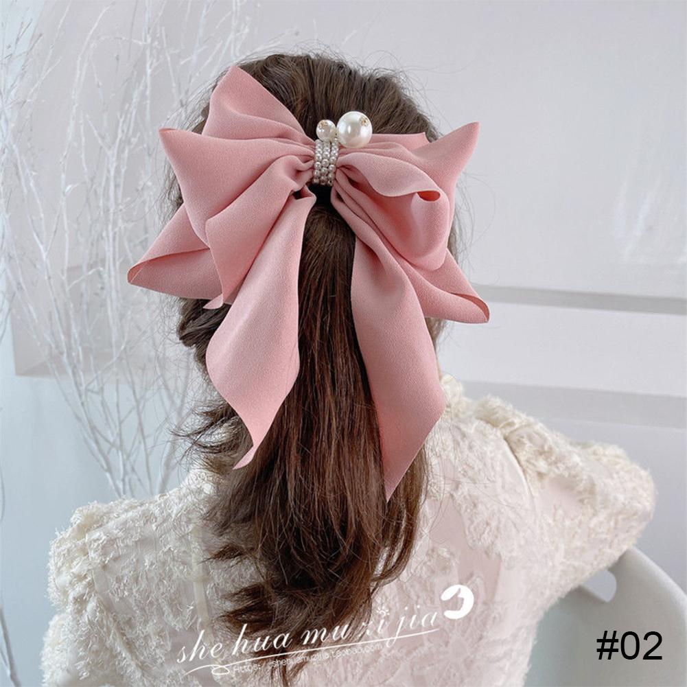 Szyfonowa Kokarda Perła Klips do Włosów Klips Wiosenny Akcesoria do Włosów Moda Uniwersalny Klips do Włosów Temperament Spinka do Włosów