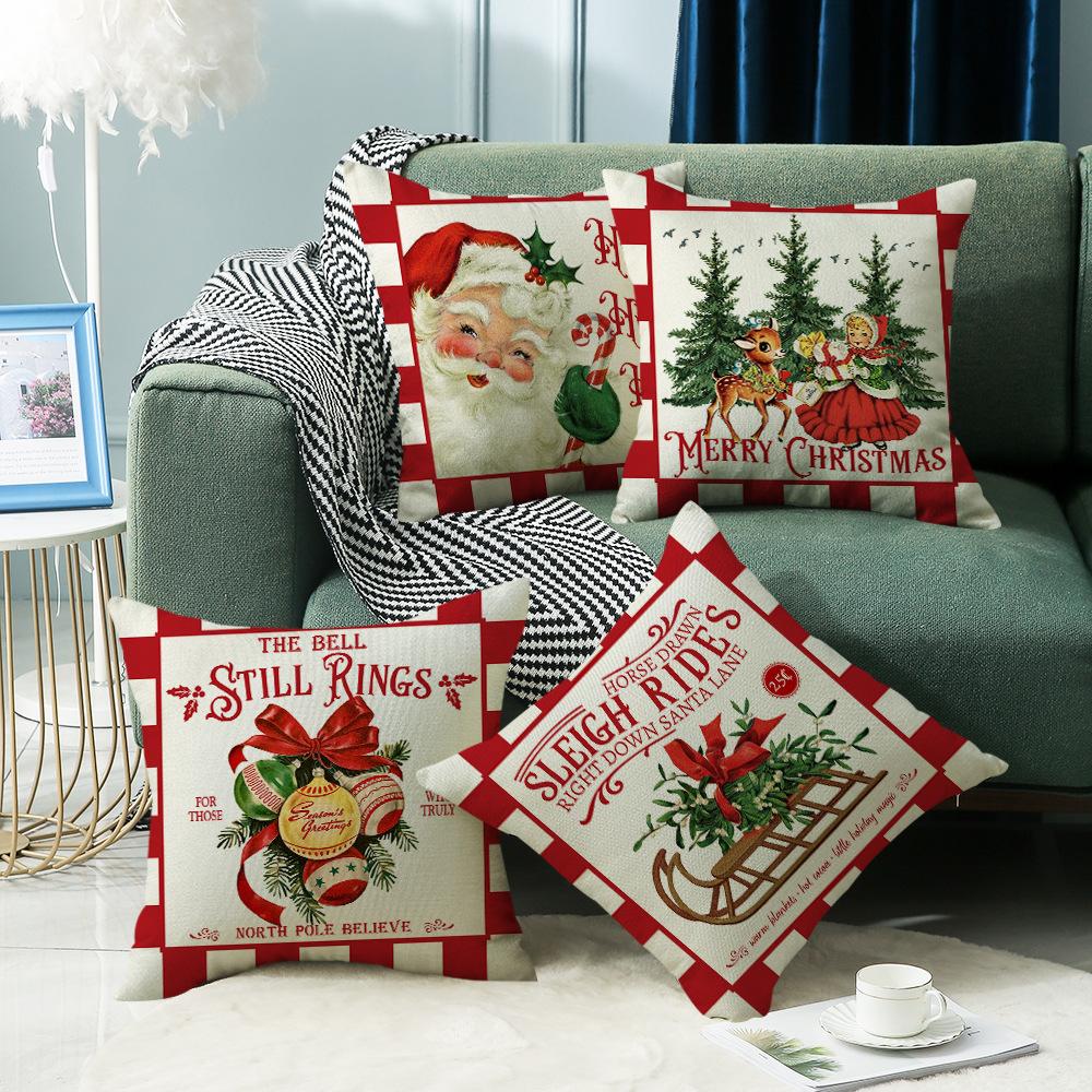 Red Santa Claus Warm Atmosphere Christmas Pillowcase Home Decoration Sofa Cushion Bedroom Pillowcase