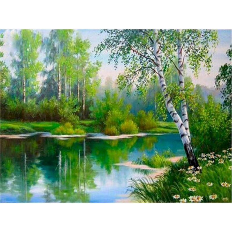 

5D Diy Алмазная вышивка Крестом Горы и реки Картина Полный круглый алмазная живопись Мозаика Главная De Full Round 20x30CM