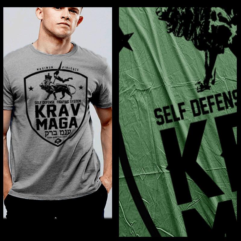 

Krav Maga T-shirt Special Forces Military Martial Arts Combat Defense lion tee 4XL