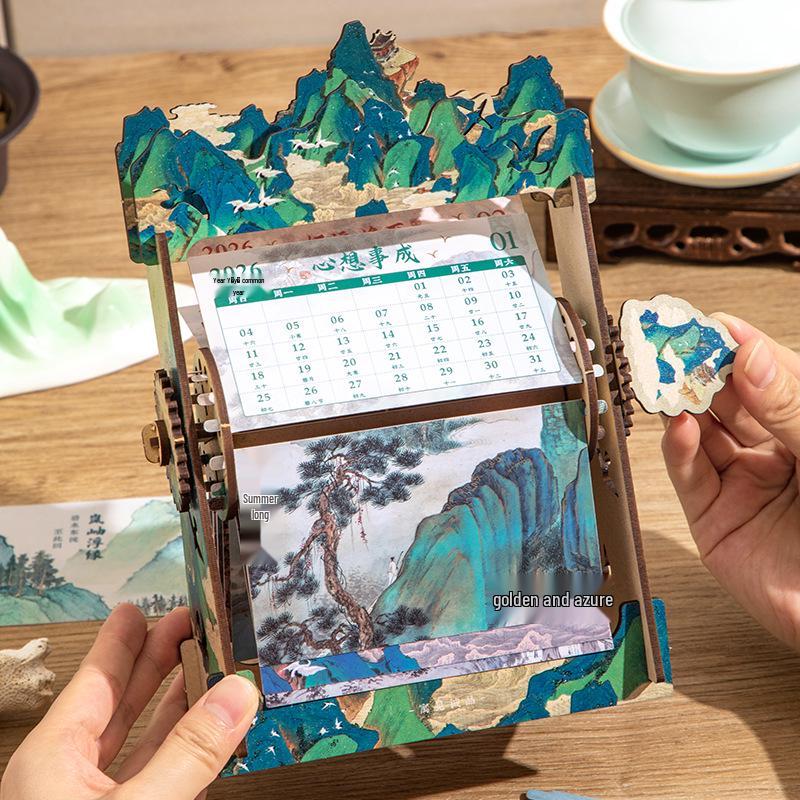 A Thousand Li of Rivers and Mountains DIY Hand-Crank 2026 Classical Chinese Perpetual Calendar - New Year Gift