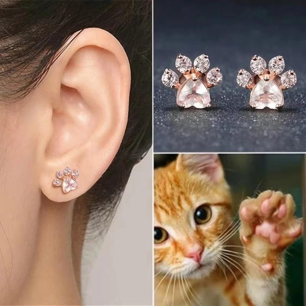Shiny Zircon Stud Earrings Pink Crystal Stud Earrings New Small Stud Earrings Women