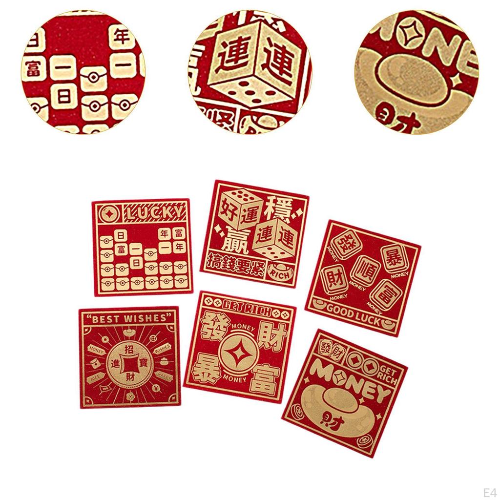 6 Pieces Chinese Red Envelopes Packets Hong Bao Spring Festival Supplies for Wedding