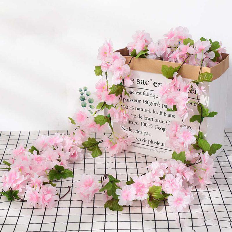 Simulation Flowers Fake Flowers Rattan Cherry Blossom Vine Hydrangea Flowers Winding Pipe Vine Silk Flowers Wall Hanging