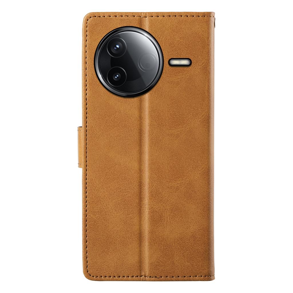 Wallet Case For Xiaomi Redmi K80 5G/K80 Pro 5G/Poco F7 Pro 5G/Poco F7 Ultra 5G Calf Texture PU Leather Phone Cover with Wrist Strap