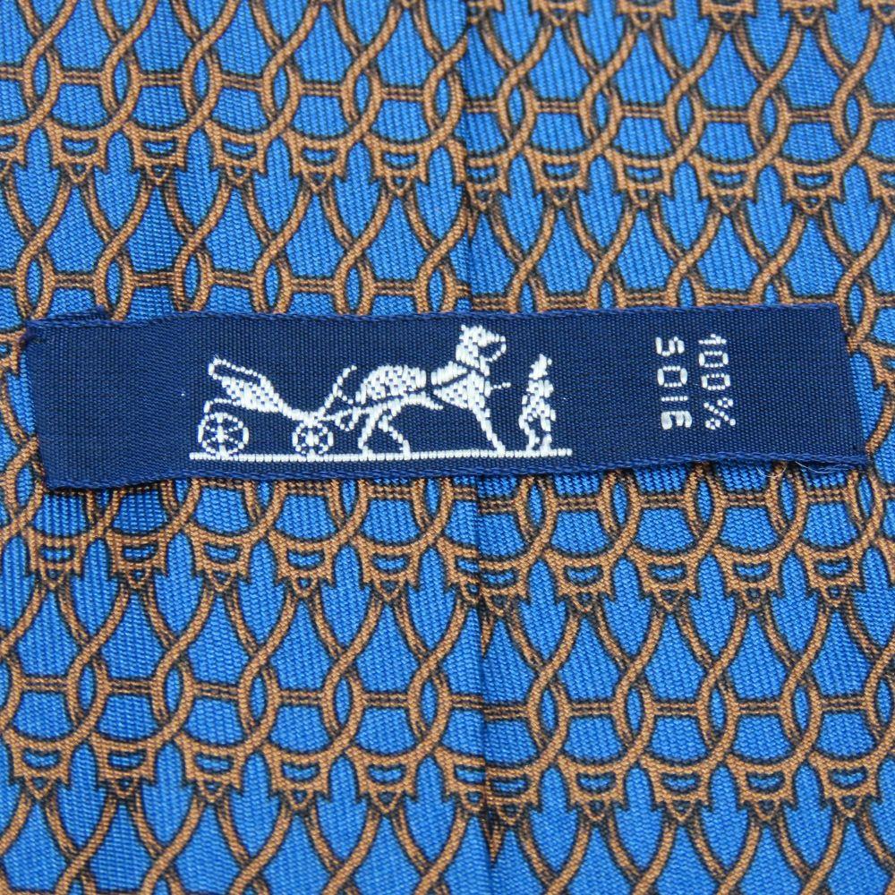 Used HERMES tie Toyota limited edition silk Blue Brown suit