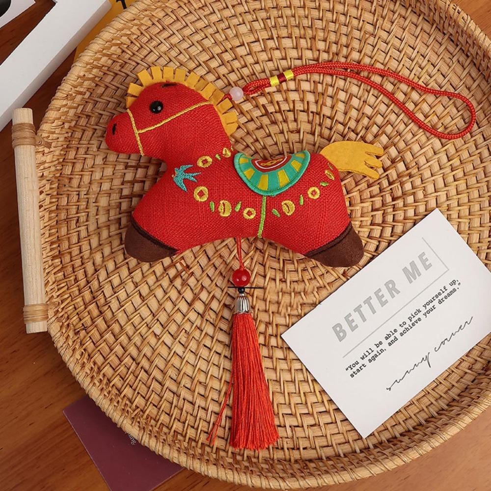 Red Chinese Zodiac Horse Doll Cartoon Mascot Traditional Pony Plush Doll  New Year