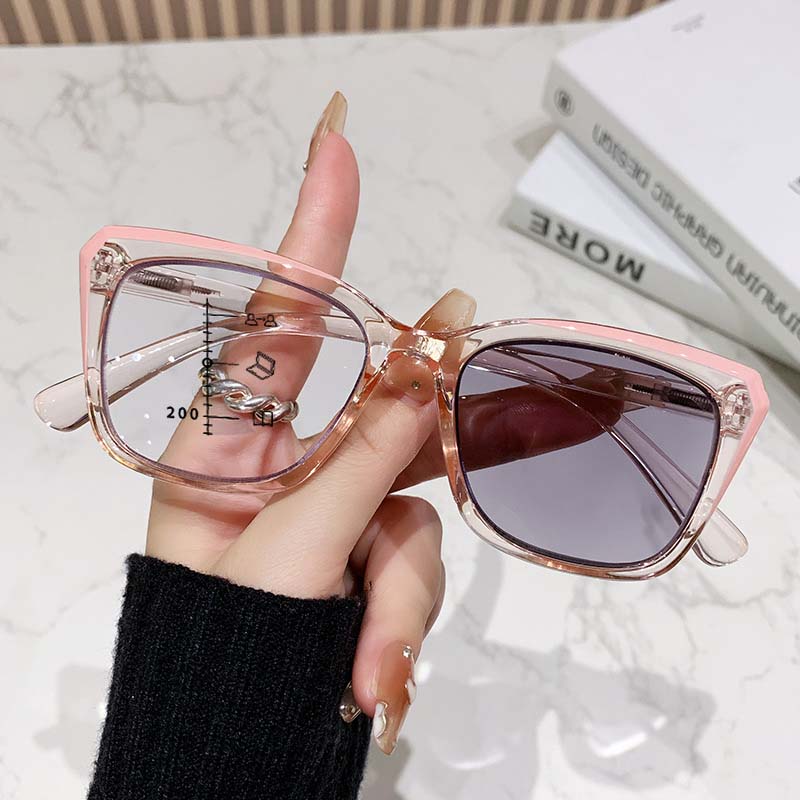 

Модные и изысканные фотохромные мультифокальные очки «кошачий глаз» для пресбиопии, сверхлегкие очки высокой четкости с защитой от синего света +400