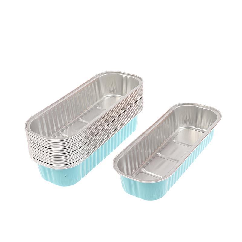 10Pcs Reusable Rectangle Aluminum Foil Tin Cup With Lids Pudding Cake Mold Air Fryer Small Baking Tray Baking Pastry Tools