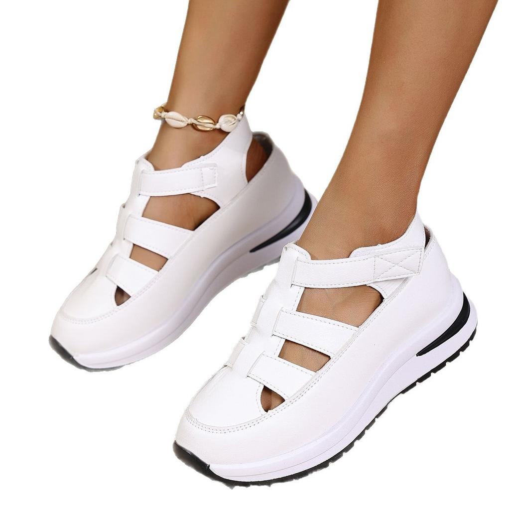Sports sandals women's 2025 summer new slope heel bag head hollow sandals foreign trade large size platform women's shoes