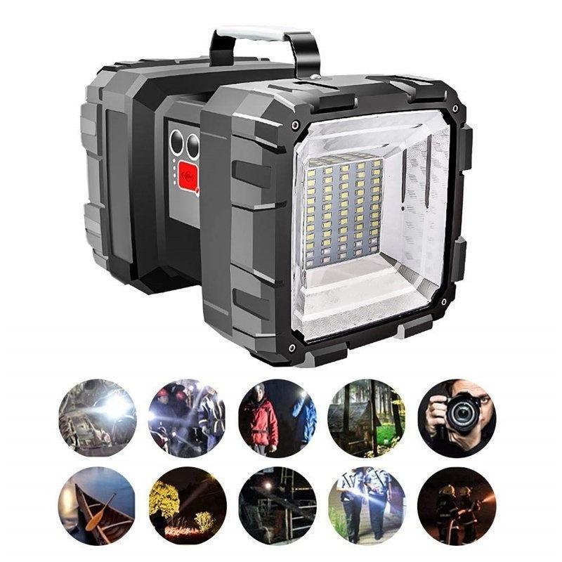 Ultra-Bright 40W Double Heads Flashlight L2+35 SMD Lamp Beads Searchlight USB Rechargeable Portable Outdoor Emergency Light