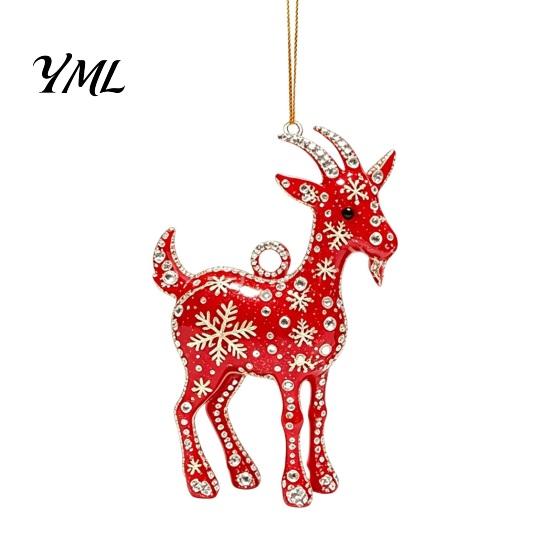 Holiday Car Interior Decor 2D Acrylic Goat Christmas Hanging Ornament, 3.15 Inch Farm Animal Xmas Tree Lightweight Crafts Decoration for Rear