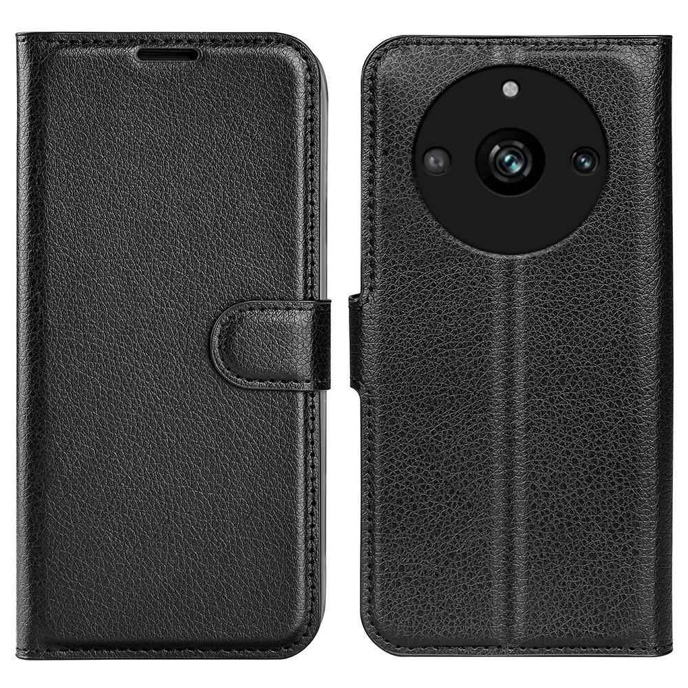 

For Realme 11 Pro 5G/11 Pro+ 5G Litchi Texture Phone Case Stand PU Leather Protective Wallet Cover Black