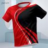 Men Fashion Colorful Stripe 3d Printed T-shirt Oversized Casual Sports Tops Soft Slightly Elastic Breathable 3D Printed Short Sleeve T-shirt