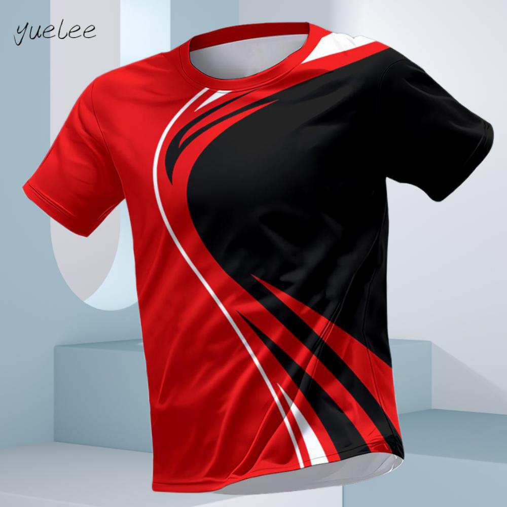 Men Fashion Colorful Stripe 3d Printed T-shirt Oversized Casual Sports Tops Soft Slightly Elastic Breathable 3D Printed Short Sleeve T-shirt