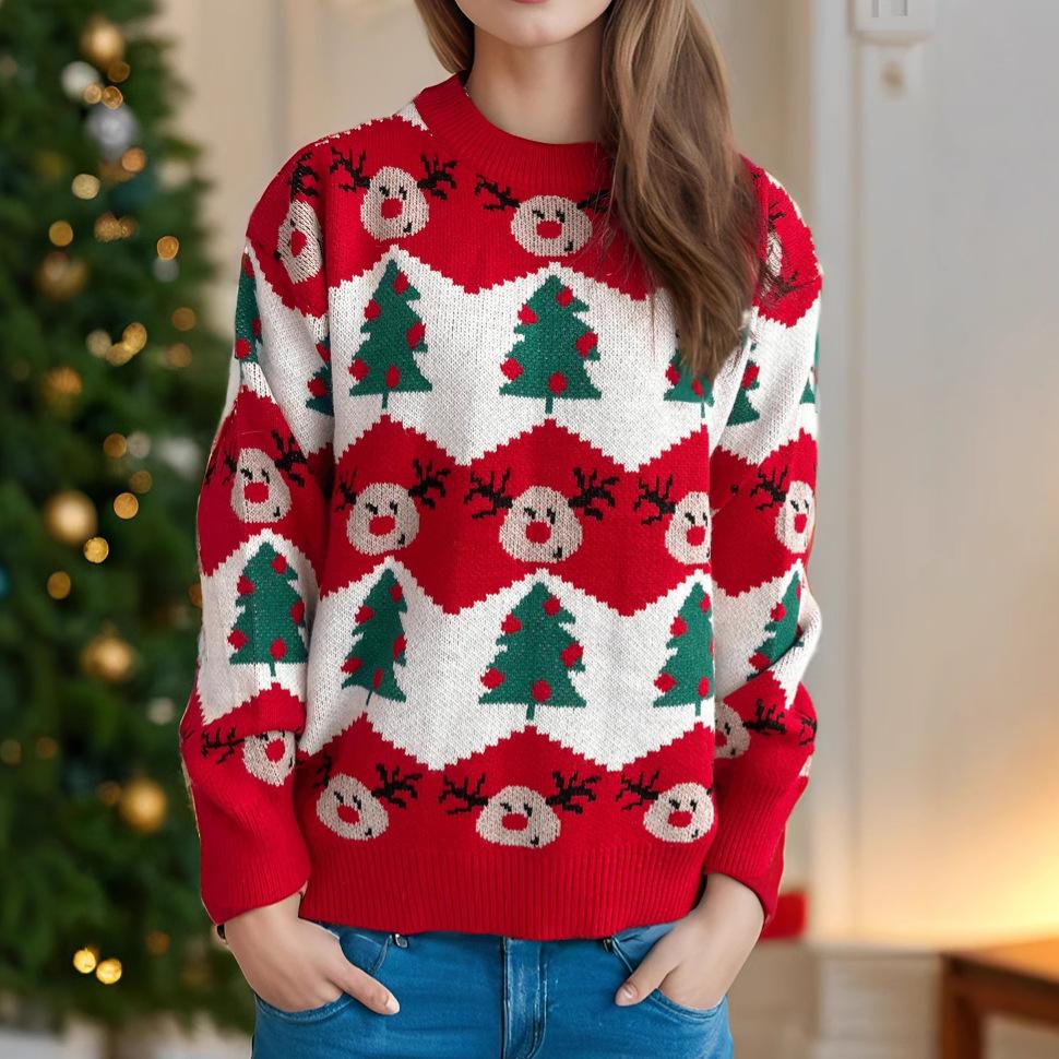 Christmas New Autumn/Winter Casual Knitted Woolen Women's Trendy Loose Soft Glutinous Hoodie 3514 KTB