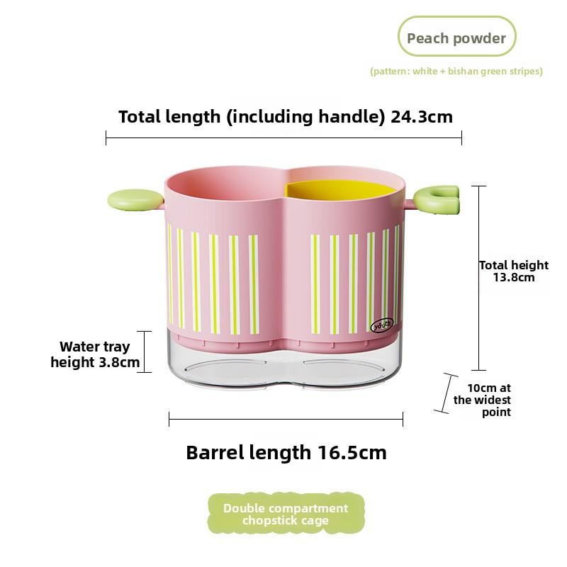 

Cute Chopstick Barrel Home Kitchen Storage Basket Multi Functional Drinkable Chopstick Cage Large Capacity Tableware Storage Box рожевий