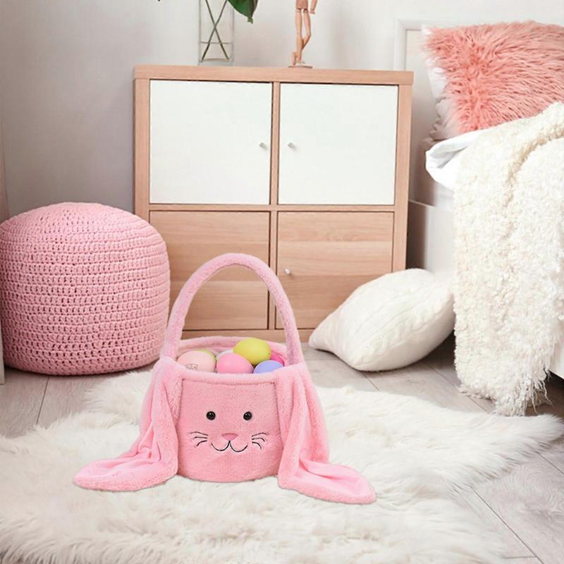 Happy Easter Bunny Long Ears Bags Easter Basket Buckets Easter Tote Bags Children Gift Storage Handbag