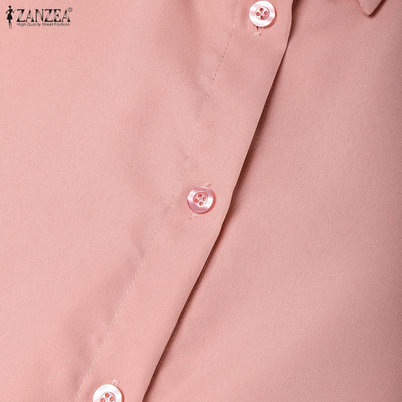 ZANZEA Women Casual Turn Down Collar Loose Long Sleeve Shirt Dress