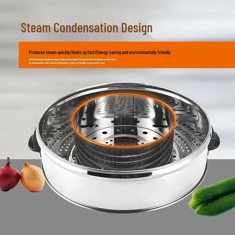 Sule Commercial 40cm 3-Layer Stainless Steel Electric Steamer