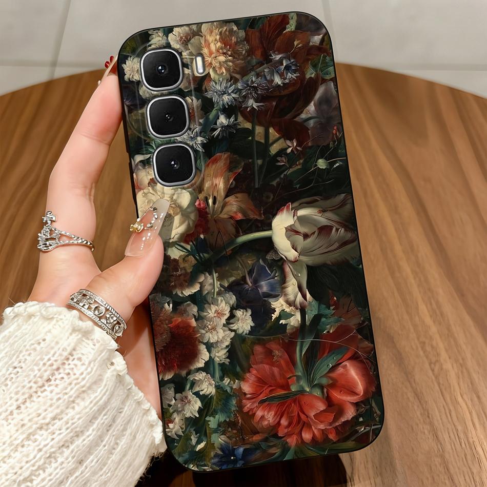 For Infinix Hot 60 50 Pro Plus 60i 50i 40i 30i 20i 20S Hot 20 30 Play 4G 5G Phone Case Lily Floral Matte Shockproof Soft Funda