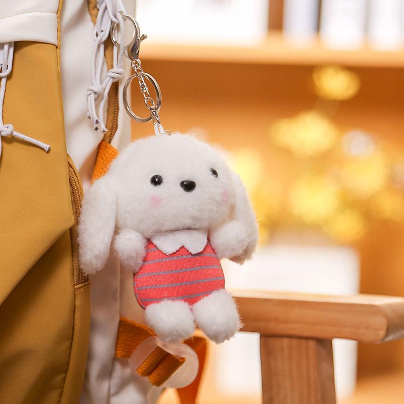 Cute Long Ears Dog Keychain Cartoon Plush Girls Kid Backpack Doll Decoration