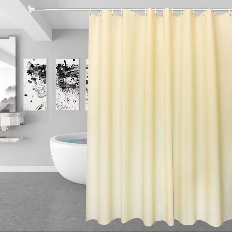 Solid Color Waterproof PEVA Shower Curtain with Hooks - Mold Resistant, Available In Full Color Range