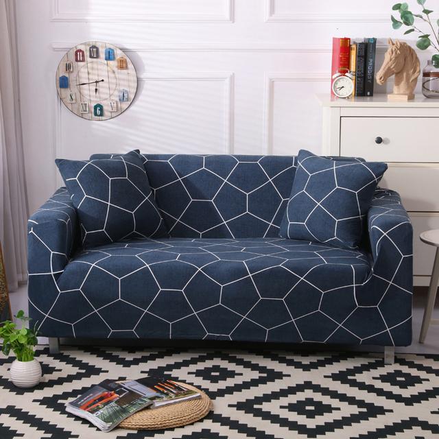 S -Emiga Geometric Printed Sofa Cover Sets For Living Room Flexible Elasticized Slipcover Sectional Corner Sofa Covers 1 /2 /3 /4 -Seater