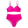 European & American Women's Multicolor High Waist Slimming Bikini with Split Hard Cup Design