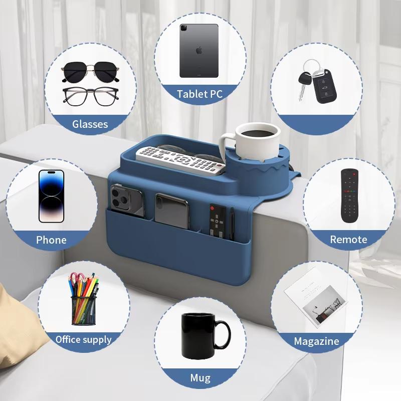 Silikon Sofa Armlehnen Getränkehalter Tablett Anti-Kollaps Tassenhalter Matte Fernbedienung Handy Organizer Aufbewahrungstablett