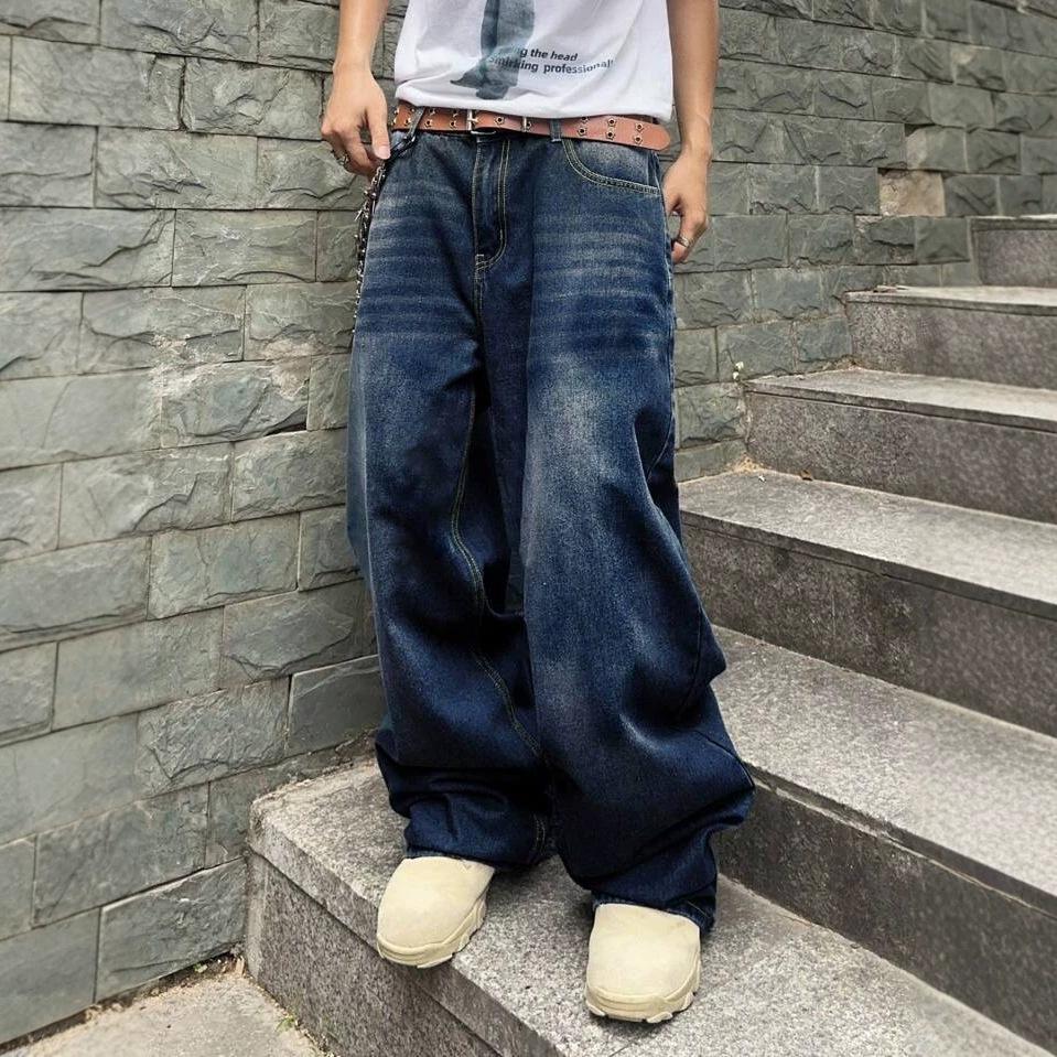 Fashion Old Retro Jeans Men's Autumn New Loose and Thin High-waisted Niche Wide-leg Denim Trousers