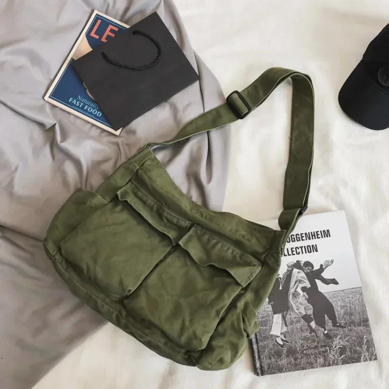 2026 Girl Handbag Canvas Teenager Shoulder Bags Teenage Women's Messenger Bags Ladies Casual Bag Teen Handbag Crossbody Purse