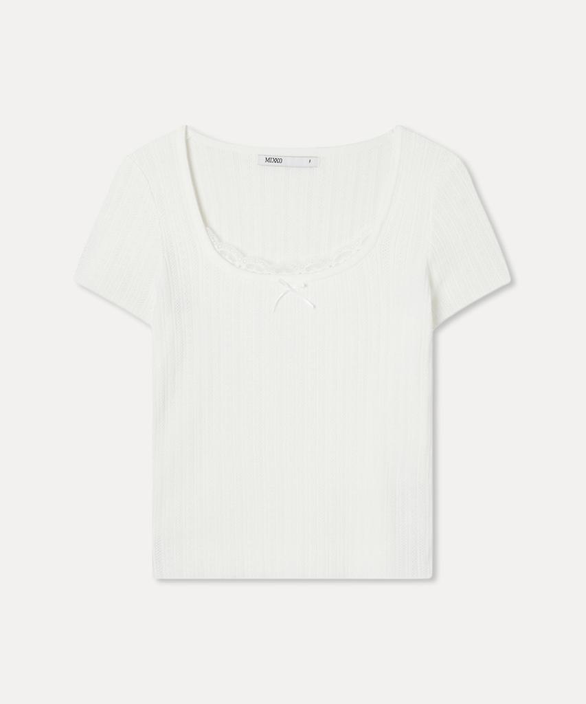 MIXXO Pointel Lace Short Sleeve Knit_Miwkag50Ss