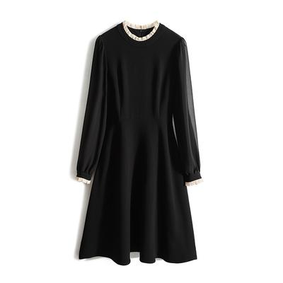New Autumn Models, Mesh Lantern Sleeves, Black Dress.