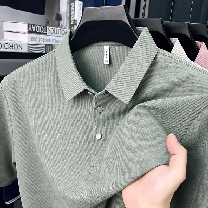 Summer Men's Business Casual Short Sleeved Shirt Solid Color Polo Shirt Breathable Comfortable Versatile Top