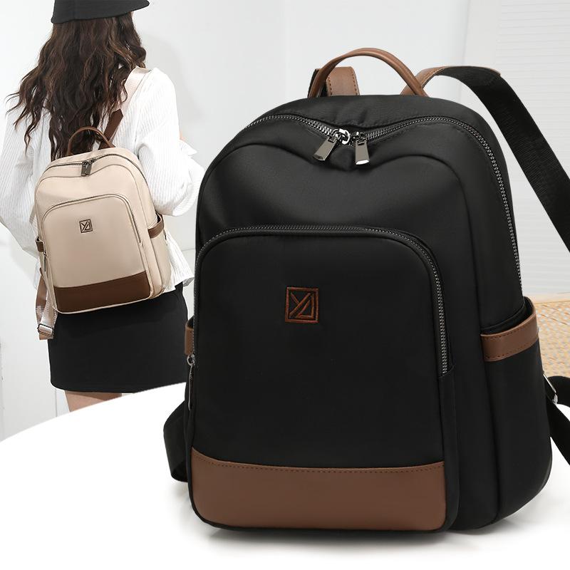 Schoolbag New Simple Color Matching Backpack Women's Commuter Versatile Backpack Leisure Large Capacity Student School Bag Wholesale