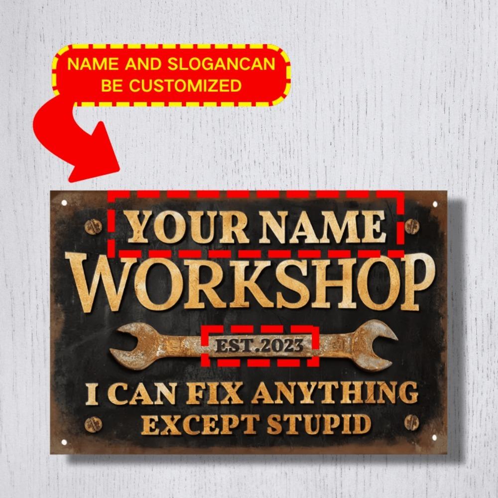 Custom 8x12 Inch Aluminum Garage Sign Retro Nameplate Mechanic Gift Wall Decor