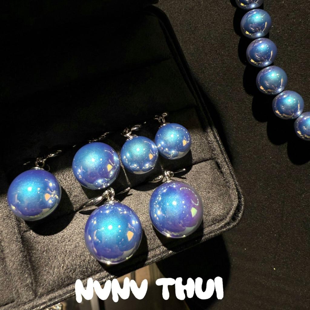 Blues Baroque, Silver Blue Rose Pearl Necklace, Comparable To Japanese Seawater Pearls Old Money Collarbone Chain, Bracelet