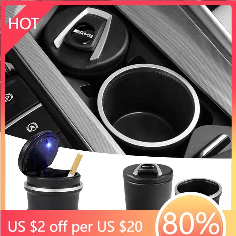 Samolepka na auto 1ks LED popelník do auta popelník na cigarety nádoba na mince pro Mercedes Benz AMG A180 A200 A260 W203 W210 W211 W204 C E S