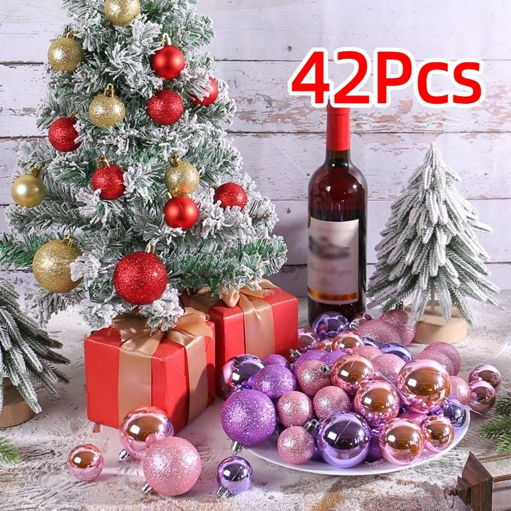 42Pcs Creative Electroplated Christmas Hanging Balls Colorful Xmas Tree Pendants  Party Favors