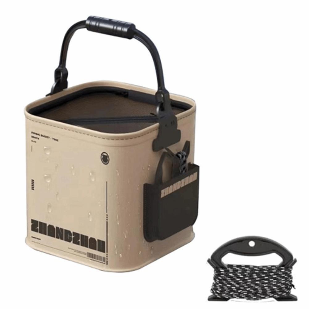 Collapsible Fishing Bucket with Mesh Lid Fish Containers Portable Fish Bucket  Hiking
