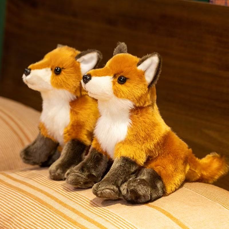 25cm Simulation New Sitting Fox Plush Toy Stuffed Plush Toy Figurine Cartoon Anime Cute Children's Birthday Gift Fun Doll