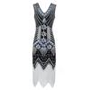 Retro Sequined Beaded Dress Front and Rear Deep V-neck Fashionable Fringed Dress, Popular Evening Dress
