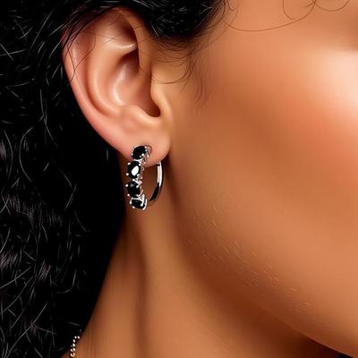 Joias da Moda Argolas Clássicas Argolas com Pedra Negra para Mulheres Presente de Joia
