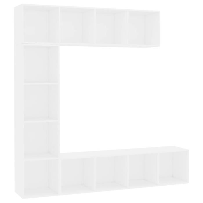 VidaXL 3-piece Bookcase/TV Stand Set White 180x30x180 Cm