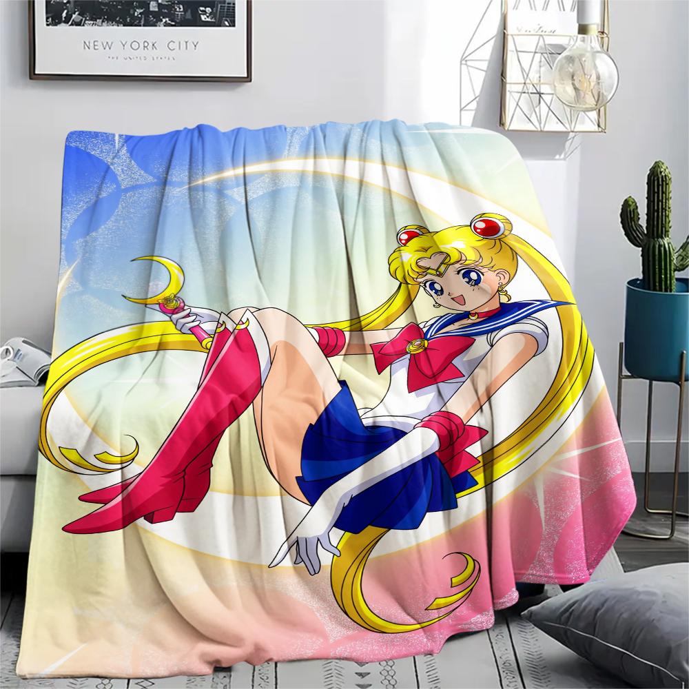 Sailor Moon Sailor Moon pattern Flannel Blanket, High quality Comfortable for All Seasons, Home Decor, Warmth and Comfort, Perfect for Gifts.