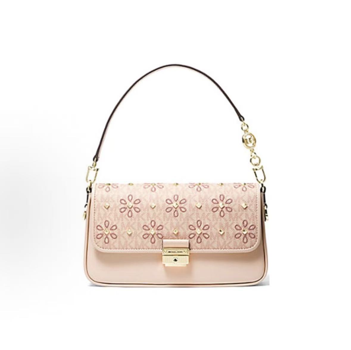 

Michael Kors MK Bradshaw Monogram Studded Embroidered Flower Leather Shoulder Bag Women Shoulder Bag Ballet-Pink 30T1G2BL1I-BALLET-MULTI Basic Set (Bag+Dust Bag)